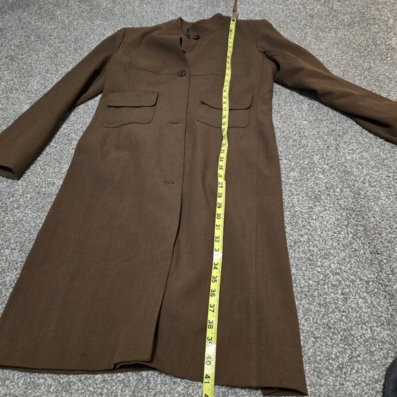 Vintage Harve Bernard Women's Longline Trench Coat Size 12 Brown Dark Academia - Picture 12 of 12